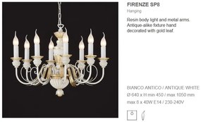 Candelabru 8 brate diametru 64cm FIRENZE SP8 BIANCO