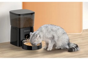 Hranitor automat pentru animale de companie Rojeco RWSQWIFIO-2L01, Wi-Fi, 2 L, Pana la 10 mese pe zi, 20 portii, Negru