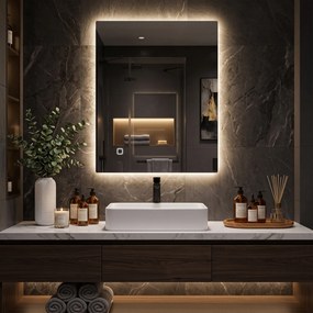 HOMCOM Oglindă de Baie cu LED 60x80 cm, 3 Culori, Intensitate Reglabilă, Memorie, Antiaburire, Comutator Tactil | Aosom Romania