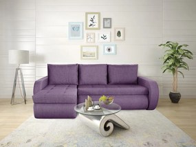 Coltar extensibil reversibil Genoa Purple 243x141x81 cm cu lada de depozitare