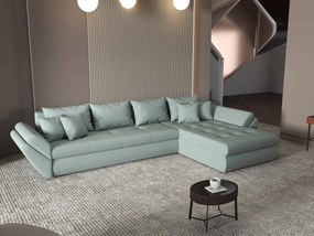 Colțar extensibil dumonde cu ladă de depozitare si sezut confortabil din spuma high-density, Loana XL Enjoy Mint II 335x185 cm