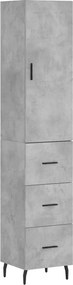 vidaXL Dulap înalt, gri beton, 34,5x34x180 cm, lemn prelucrat