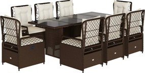 vidaXL Set mobilier de grădină cu perne, 9 piese, maro, poliratan