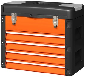 HOMCOM Cutie de scule goală, 49,7 x 25,3 x 40,7 cm Cutie de scule cu 4 sertare, Mini cutie Oțel Portocaliu | Aosom Romania
