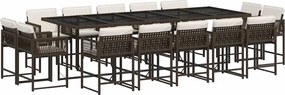 vidaXL Set mobilier de grădină cu perne, 15 piese, maro, poliratan