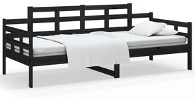 820336 vidaXL Pat de zi, negru, 80x200 cm, lemn masiv de pin