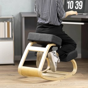 Vinsetto Scaun Ergonomic cu Suport pentru Genunchi din Lemn de Mesteacăn, 51x69x58 cm, Negru | Aosom Romania