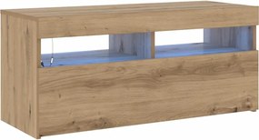 vidaXL Dulap TV cu LED stejar artizanal 90x35x40 cm lemn prelucrat