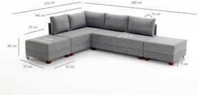 Coltar Extensibil Fly Corner Sofa Bed Left, Gri