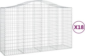 vidaXL Coșuri gabion arcuite 18 buc, 200x50x120/140 cm,fier galvanizat