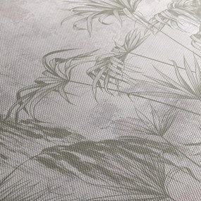 Tablou - Plante tropicale pe perete gri (90x60 cm)