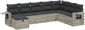 vidaXL Set mobilier de grădină cu perne, 8 piese gri deschis poliratan
