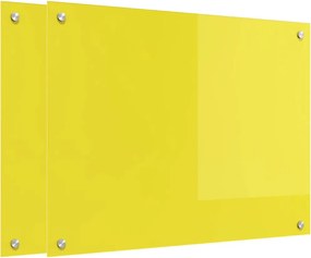 vidaXL Panou de bucătărie 2 pcs Galben 80 x 60 cm sticlă securizată