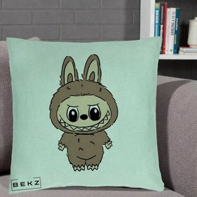 Perna Personalizata Labubu Maro Natural Solo, 40x40 cm, Verde Menta, Husa Detasabila, Perna Inclusa, BEKZ®