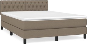 vidaXL Pat box spring cu saltea, gri taupe, 140x200 cm, textil