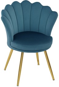 HOMCOM Fotoliu coquillage fotoliu de coafură fotoliu din catifea fotoliu de salon cu picioare din metal dorat bleu | Aosom Romania