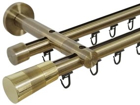 Galerie dubla teava profil valeo ,prindere perete 19/19 aur antic (Alege marime: 120 cm)