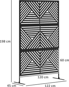 Outsunny Separator Divizor de Exterior și Spalier pentru Plante 122x45x198cm Negru | Aosom Romania