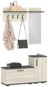 Cuier Cairo, Stejar Alb/Antracit, 113 x 35 x 198 cm