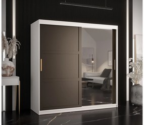 Dulap de haine Riven 2 180 (alb mat + negru mat) (cu oglindă). 1064178