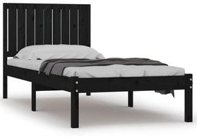 3104382 vidaXL Cadru de pat single, negru, 90x190 cm, lemn masiv de pin