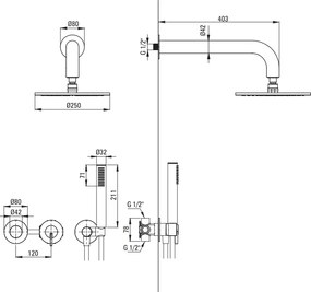Silia - Set de duș încastrat cu baterie orizontală NQS_D0YK Finisaj: titan