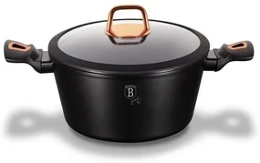 Oală marmorată cu capac 6.1L, 28 cm – Berlinger Haus BH1931N, Black Rose Edition