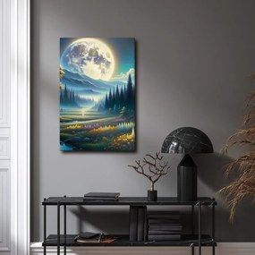 Tablou natură nocturnă liniștită cu râu