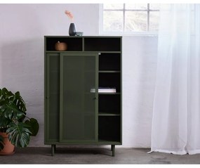 Dulap verde închis din metal cu ușă glisantă 90x140x40 cm Veep – Unique Furniture