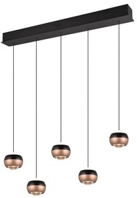 Lustră negru-arămiu LED cu abajur din metal Orbit – Trio Select