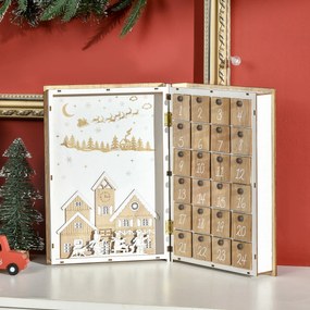 Calendar de Advent, Calendar de Craciun in forma de carte cu decoratiuni tematice, calendar pentru cadouri de Craciun HOMCOM | Aosom Romania