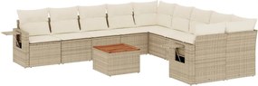 vidaXL Set canapele de grădină cu perne, 11 piese, bej, poliratan