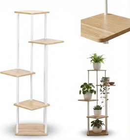 Suport de flori înalt pentru 5 flori RIMOZA, 30 x 30 x 106 cm, maro deschis