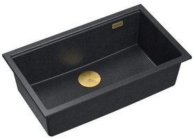 Chiuveta compozit incastrata Quadron Logan 110 negru diamant - auriu 76x44 cm