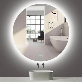 OGLINDA BAIE EVELINE, ROTUNDA, DIAMETRU 60 CM, ILUMINARE LED, FUNCTIE DEZABURIRE, BUTON TOUCH