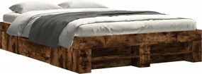 vidaXL Cadru de pat, stejar afumat, 135x190 cm, lemn prelucrat