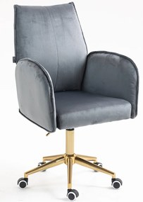 HR280K Scaun Grafit  din Catifea cu Bază Aurie