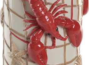 Vază decorativă mediteraneană crem și roșu din ceramică „Maloka”