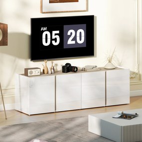 HOMCOM Comodă TV pentru televizoare de 65 de inch, Dulap TV cu uși Soft-Close, rafturi ajustabile, orificii pentru cabluri, pentru camera de zi, Alb | Aosom Romania