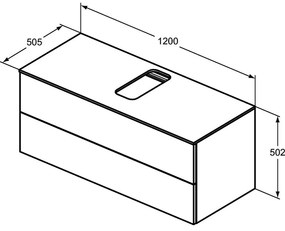 Dulap baie suspendat Ideal Standard Adapto pentru lavoar, 120 cm, maro deschis, blat cu decupaj Maro deschis mat