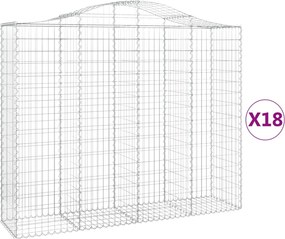 vidaXL Coș gabion arcuit, 18 buc, 200x50x160/180 cm, fier galvanizat