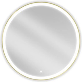 Mexen Esso oglindă de baie iluminată, rotundă 90 cm, LED 6000K, anti-aburire, ramă aurie - 9825-090-090-611-50