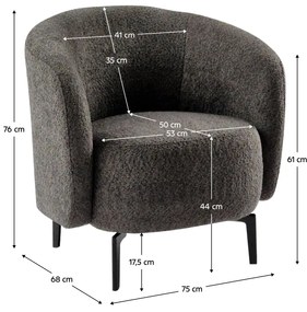 Fotoliu, gri-maro Taupe   negru, PRESO