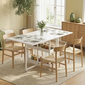 HOMCOM Masă Pliabilă cu 2 Blaturi Rabatabile pentru 4 Persoane cu 2 Rafturi Deschise, Gri | Aosom Romania