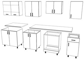 Set haaus V15, Stejar Bronz/Alb, Blat Thermo 28 mm, L 240 cm