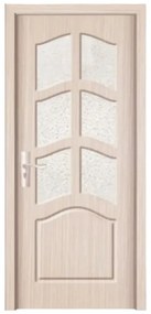 Usa Interior din MDF Novo Doors ND109, Cadru din Lemn Masiv, Geam Sablat, KIT COMPLET, Toc , Manere si balamale incluse (Culoare: Alb, Toc: Fix,