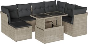 vidaXL Set mobilier de grădină cu perne, 8 piese gri deschis poliratan