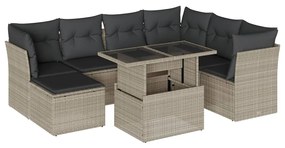 3266762 vidaXL Set mobilier de grădină cu perne, 8 piese gri deschis poliratan