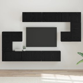vidaXL Set comodă TV cu raft Pe perete Altele 10 pcs Stejar negru 180 x 30 x 90.5 cm