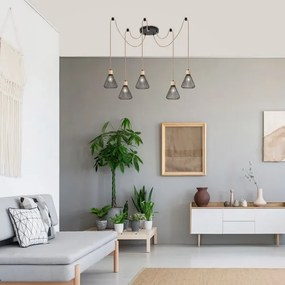 Lustră pe cablu FARFALLE 5xE27/40W/230V neagră/fag Rabalux 3150